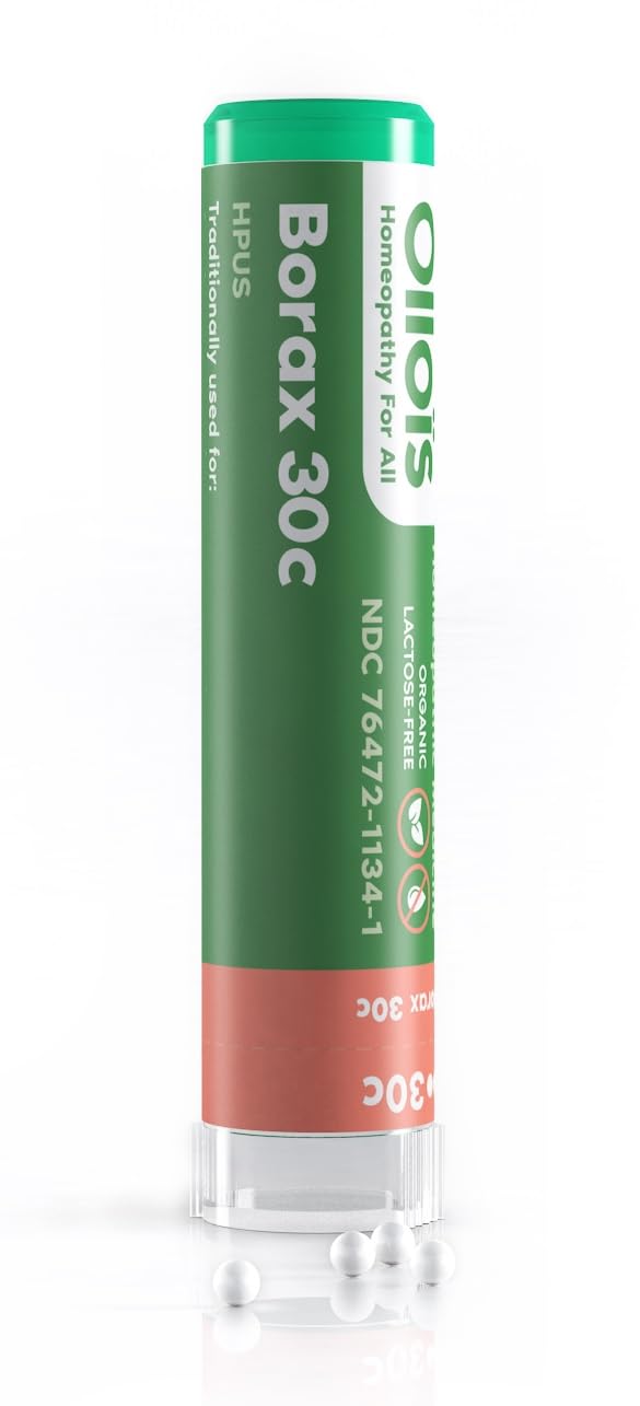 OLLOIS Borax 30C Organic Lactose-Free Homeopathic Pellets - 80 Pellets (Pack of 1)