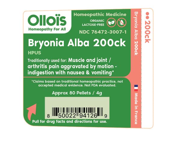 OLLOIS Bryonia 200ck Organic Homeopathic Medicine – Pack of 3, 80 Pellets