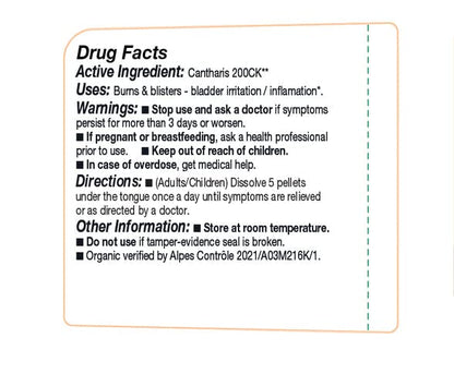 OLLOIS Cantharis 200ck Organic – Lactose-Free Homeopathic Medicine, 80 Pellets (Pack of 3)