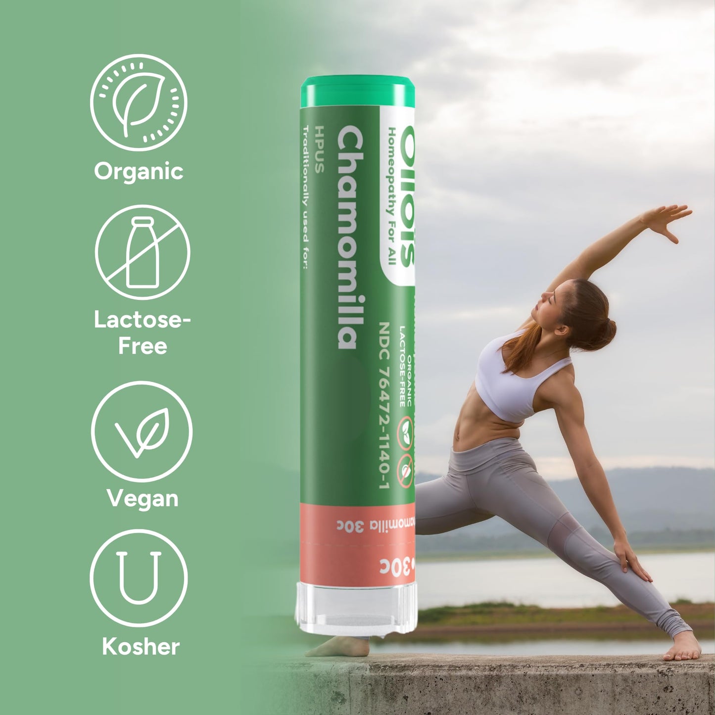OLLOIS Chamomilla 200ck — Organic, Lactose-Free, Kosher Homeopathic Medicine — 80 Pellets Pack of 3