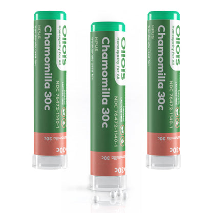 OLLOIS Chamomilla 30C Organic, Lactose-Free, Kosher Homeopathic Medicine | 80 Pellets (Pack of 3)