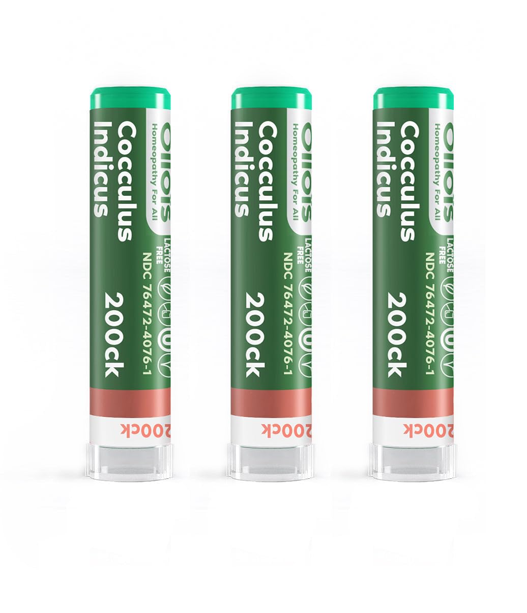 OLLOIS Cocculus indicus 200ck Organic Vegan Homeopathic Medicine – 80 Pellets (Pack of 3)