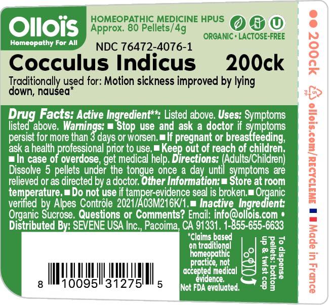 OLLOIS Cocculus indicus 200ck Organic Vegan Homeopathic Medicine – 80 Pellets (Pack of 3)