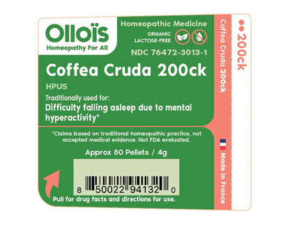 OLLOIS Coffea Cruda 200ck – Organic & Lactose-Free Homeopathic Medicine, 80 Pellets