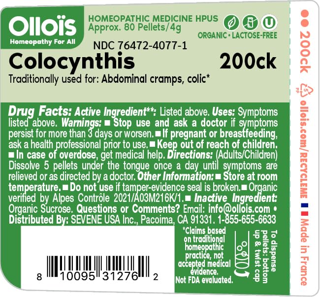 OLLOIS Colocynthis 200ck Organic Homeopathic Medicine – 80 Pellets Pack of 3 (Vegan, Lactose-Free)