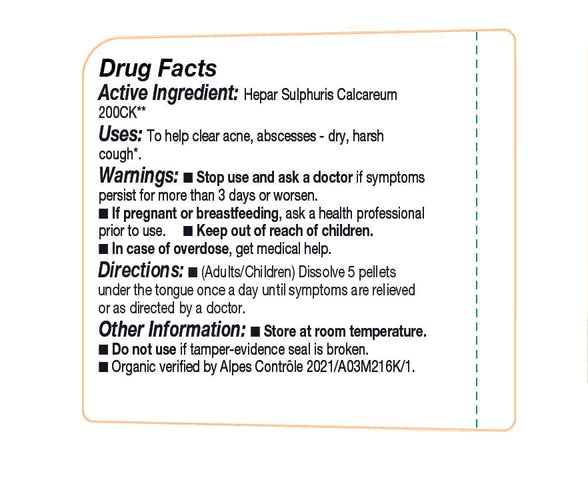 OLLOIS Hepar Sulphuris Calcareum 200ck Organic, Lactose-Free, Kosher Homeopathic Medicine, 80 Pellets (Pack of 3)