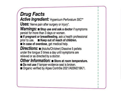OLLOIS Hypericum Perforatum 30C — Organic, Lactose-Free Homeopathic Medicine, 80 Pellets