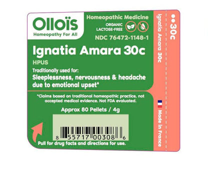 OLLOIS Ignatia Amara 30c Organic – Lactose Free, Kosher (80 Pellets Pack of 3)