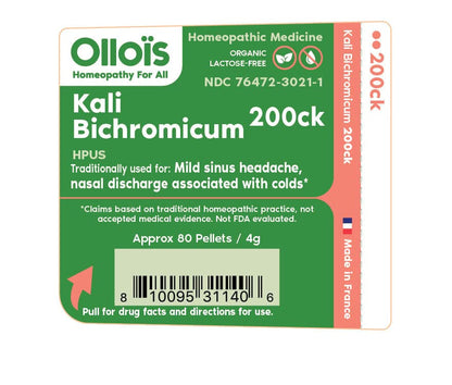 OLLOIS Kali Bichromicum 200ck – Organic & Lactose-Free Homeopathic Medicine, 80 Pellets (Pack of 1)