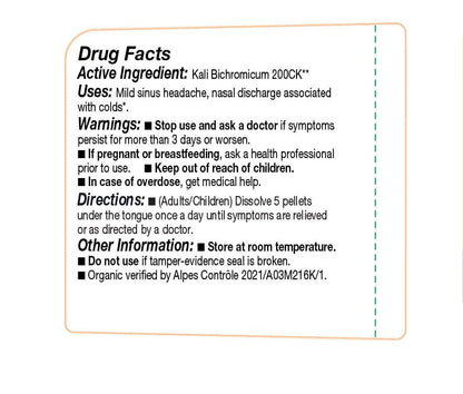 OLLOIS Kali Bichromicum 200ck – Organic & Lactose-Free Homeopathic Medicine, 80 Pellets (Pack of 1)