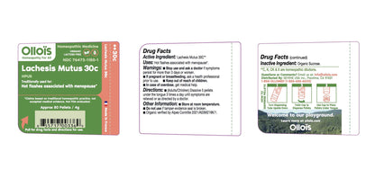 OLLOIS Lachesis Mutus 30C Lactose-Free Homeopathic Medicine - 80 Pellets