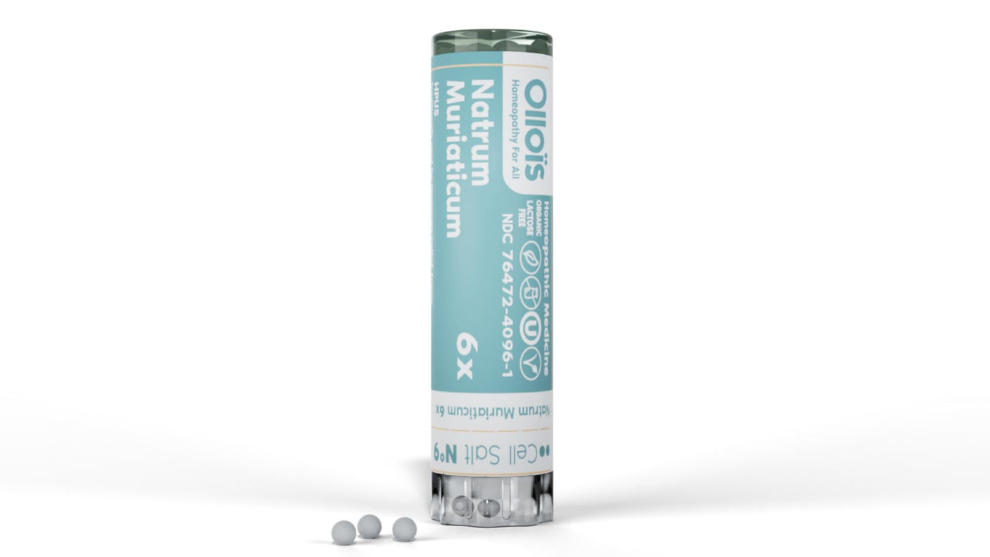 OLLOIS Natrum Muriaticum 6X – Cell Salt #9, Lactose-Free, Organic & Vegan, Kosher Certified | Approx. 80 Pellets (Pack of 1)