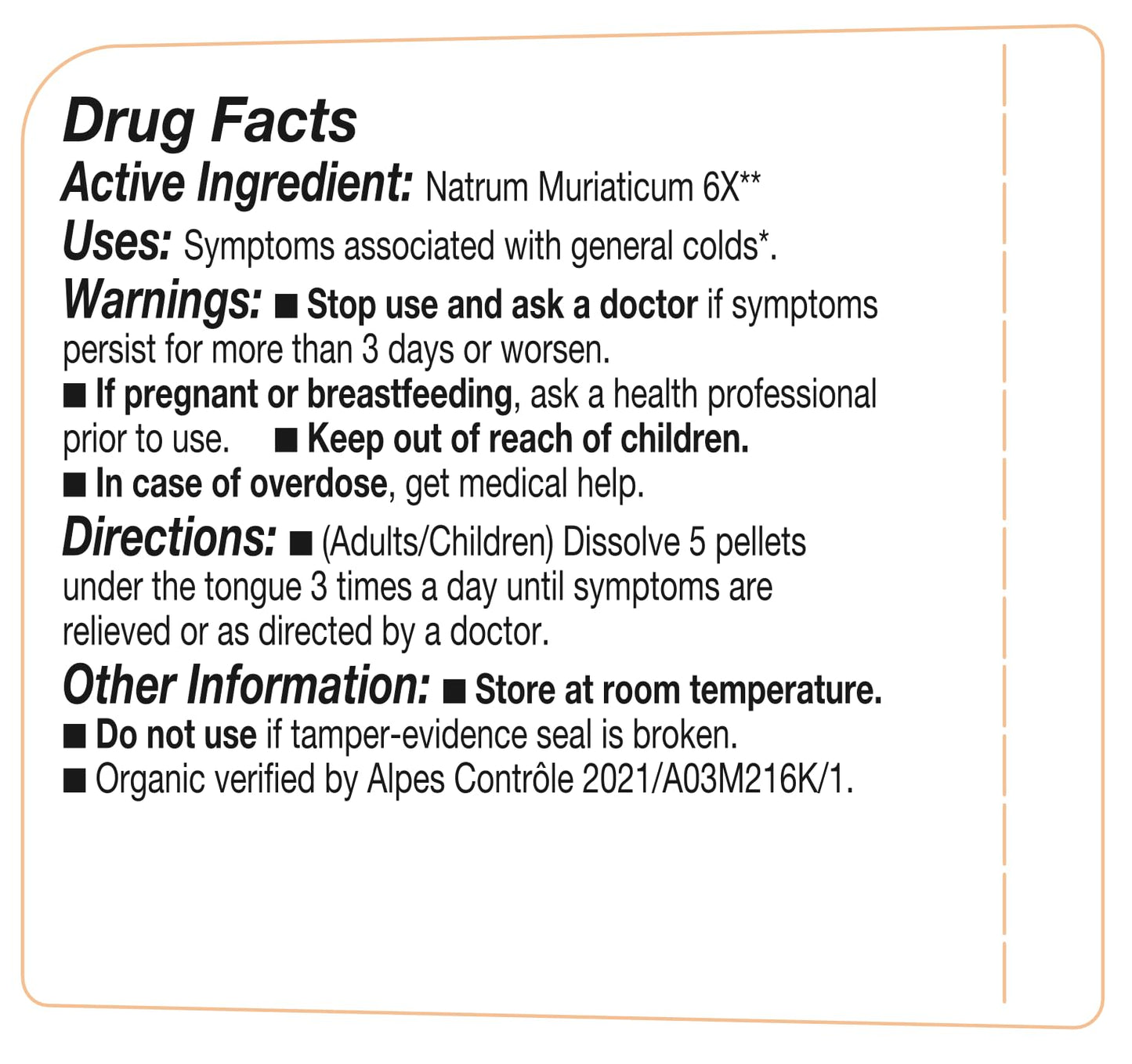 OLLOIS Natrum Muriaticum 6X – Cell Salt #9, Lactose-Free, Organic & Vegan, Kosher Certified | Approx. 80 Pellets (Pack of 1)