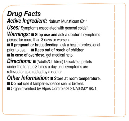OLLOIS Natrum Muriaticum 6X – Cell Salt #9, Organic & Vegan Homeopathic Medicine, Pack of 3 (≈80 Pellets per pack)