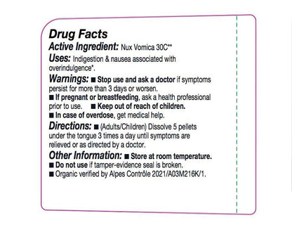 OLLOIS Nux Vomica 30C – Organic, Lactose-Free Homeopathic Medicine, 80 Pellets