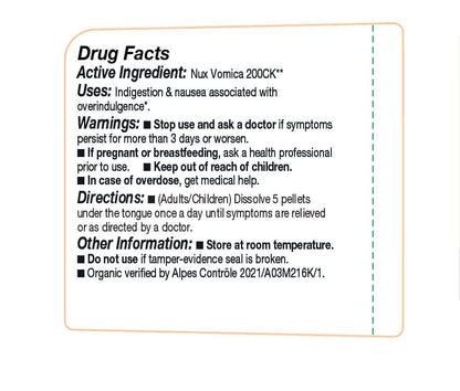 OLLOIS Nux Vomica 200ck – Organic, Lactose-Free, Vegan | 80 Pellets