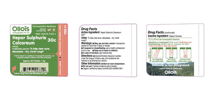 OLLOIS Hepar Sulphuris Calcareum 30c – Organic, Lactose-Free Homeopathic Medicine (80 Pellets)