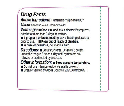 OLLOIS Hamamelis Virginiana 30c – Organic, Lactose-Free Homeopathic Medicine (80 Pellets)