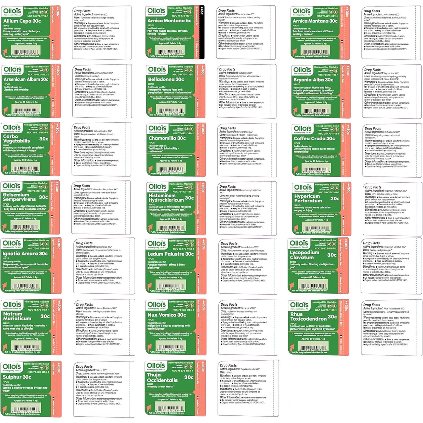 OLLOIS Organic Homeopathic Medicine Starter Kit – Lactose-Free (20 Pack)
