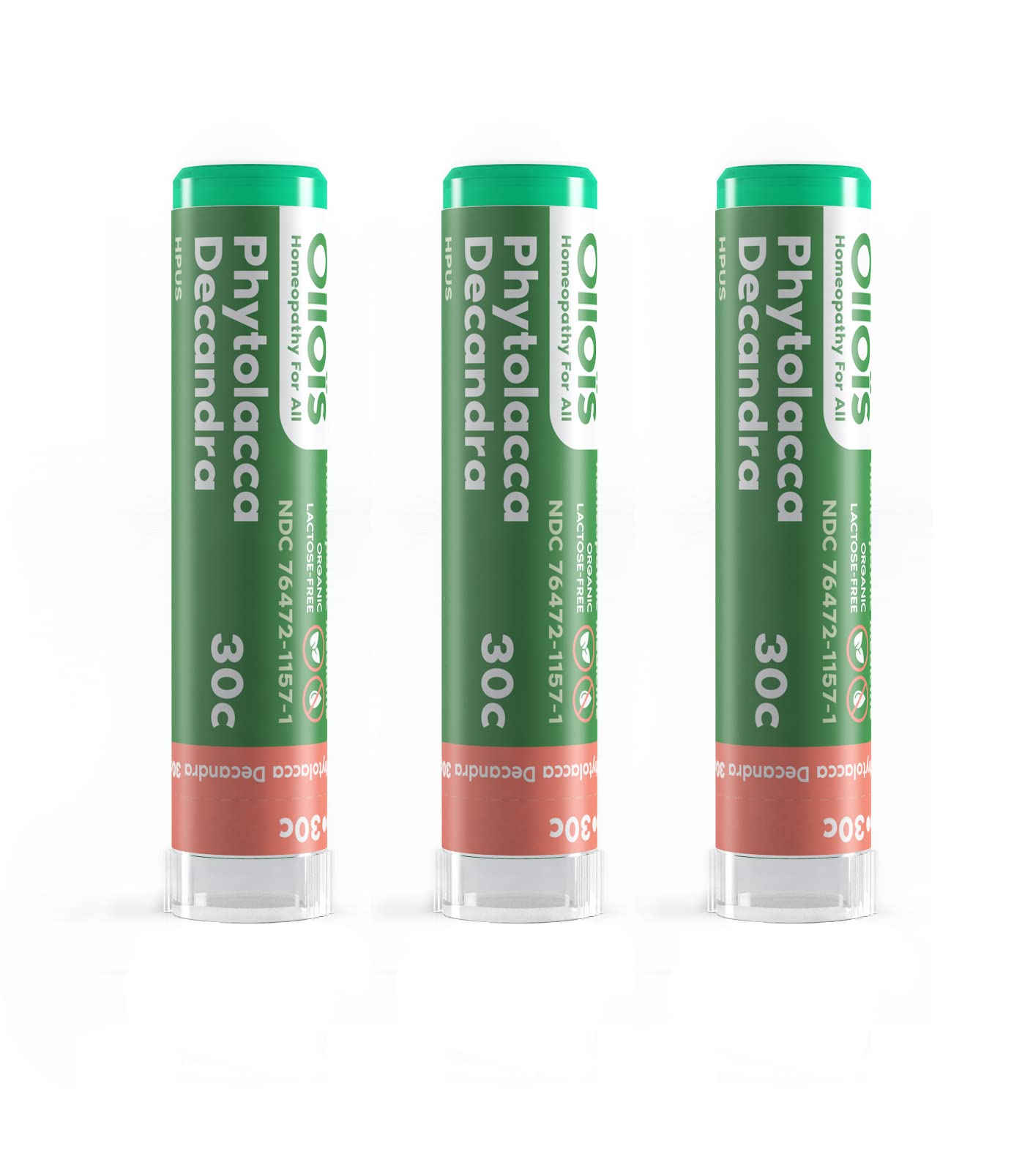 OLLOIS Phytolacca Decandra 30c Organic, Lactose-Free, Kosher Homeopathic Medicine, 80 Pellets (Pack of 3)