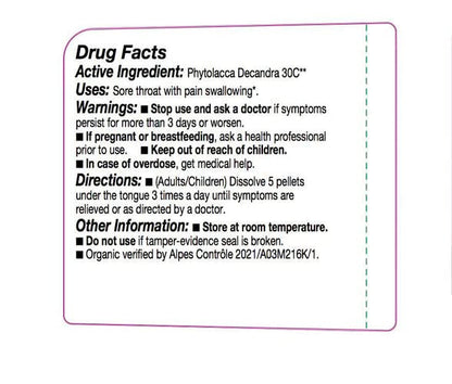 OLLOIS Phytolacca Decandra 30c Organic, Lactose-Free, Kosher Homeopathic Medicine, 80 Pellets (Pack of 3)
