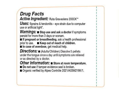 OLLOIS Ruta Graveolens 200ck - Organic, Lactose-Free Homeopathic Medicine, 80 Pellets (Pack of 1)