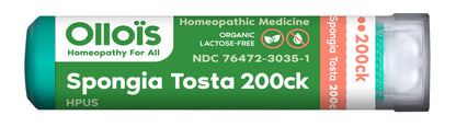 OLLOIS Spongia Tosta 200ck – Organic, Lactose-Free Homeopathic Medicine (80 Pellets)