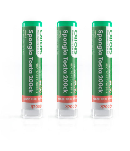 OLLOIS Spongia Tosta 200ck Organic Homeopathic Medicine - Lactose Free, 80 Pellets (Pack of 3)