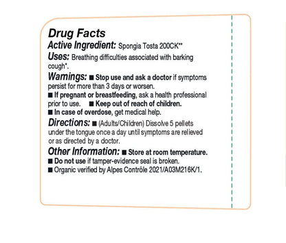 OLLOIS Spongia Tosta 200ck – Organic, Lactose-Free Homeopathic Medicine (80 Pellets)