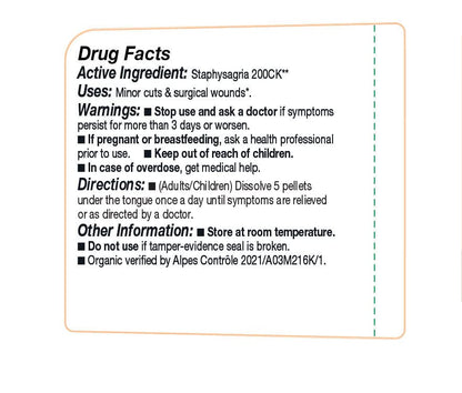 OLLOIS Staphysagria 200ck Organic & Lactose-Free Homeopathic Medicine, 80 Pellets (Pack of 1)
