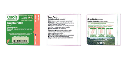 OLLOIS Sulphur 30c – Organic Lactose-Free Homeopathic Medicine (80 Pellets)