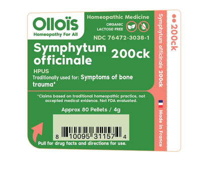 OLLOIS Symphytum Officinale 200ck Organic & Lactose-Free Homeopathic Medicine, 80 Pellets (Pack of 1)