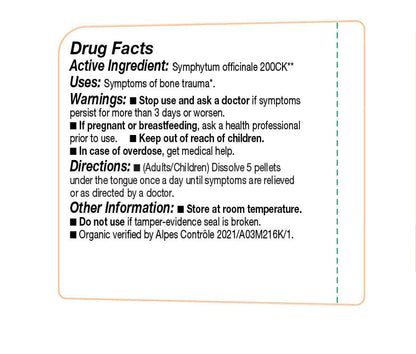 OLLOIS Symphytum Officinale 200ck Organic & Lactose-Free Homeopathic Medicine, 80 Pellets (Pack of 1)