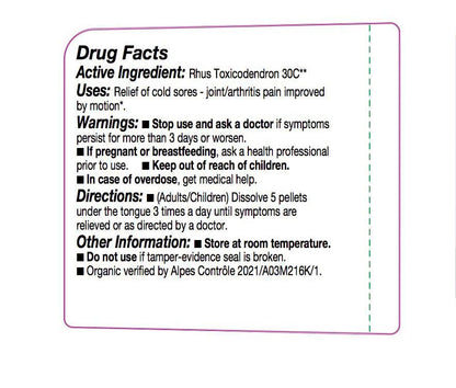 OLLOIS Rhus Toxicodendron 30c – Organic, Lactose-Free Homeopathic Pellets | 80 Pellets (Pack of 1)