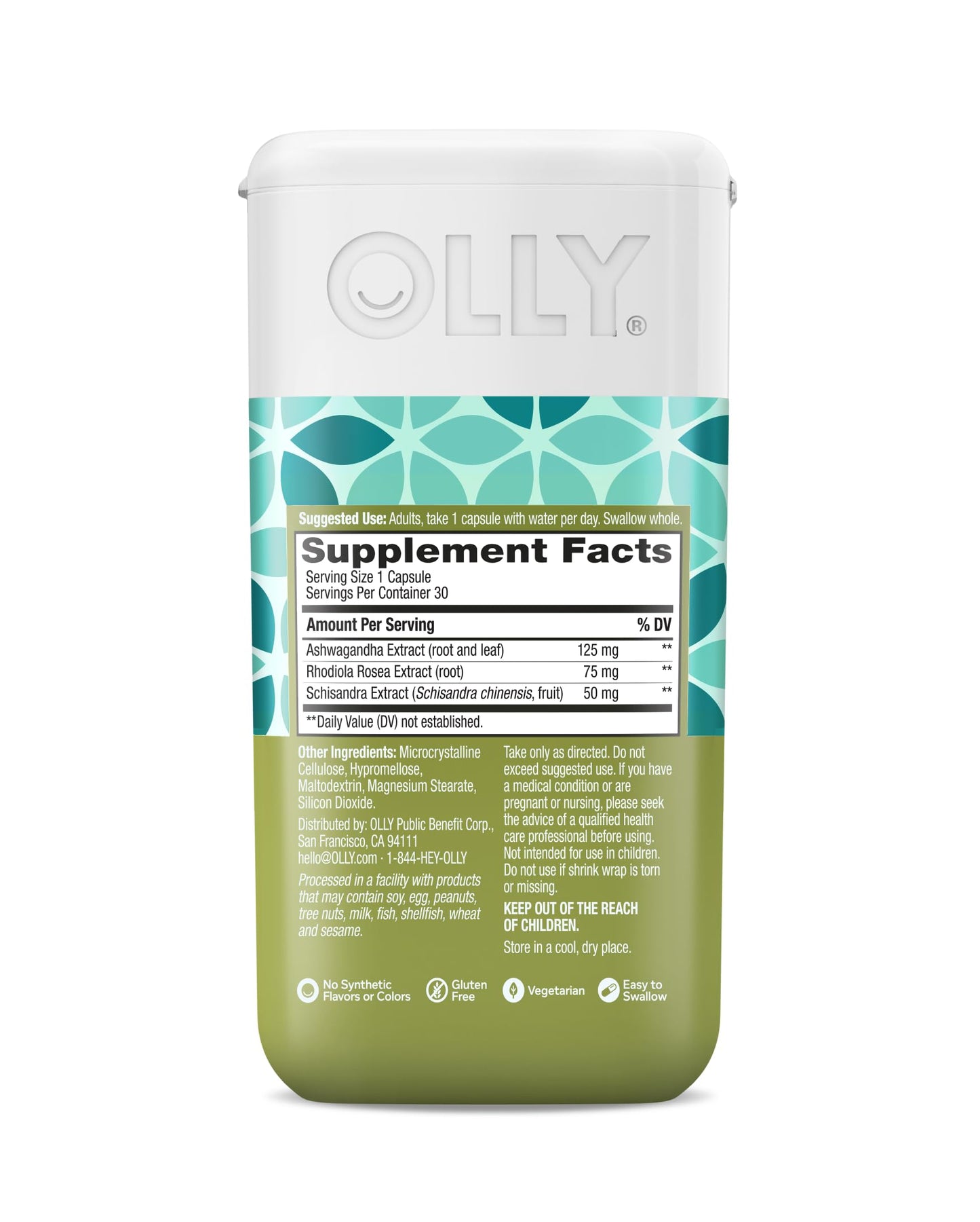 OLLY Chill Adaptogen – Ashwagandha, Rhodiola & Schisandra Mood Support (30 Ct)