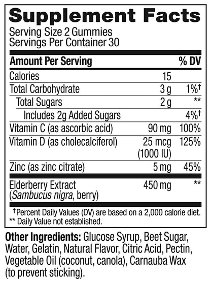 OLLY Extra Strength Elderberry Gummies - Immune Support, 60 Count