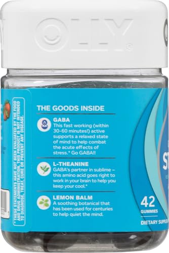 OLLY Goodbye Stress Gummy – GABA, L-Theanine, Lemon Balm (Berry) – 42 Count