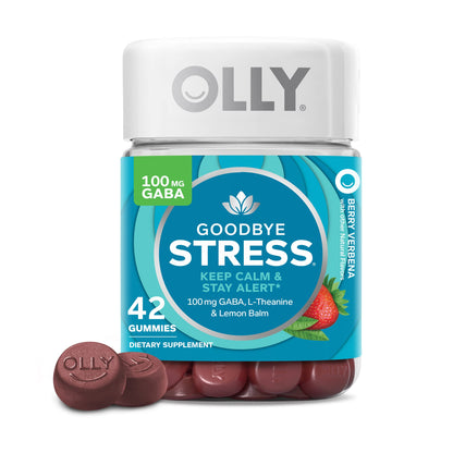 OLLY Goodbye Stress Gummy – GABA, L-Theanine, Lemon Balm (Berry) – 42 Count