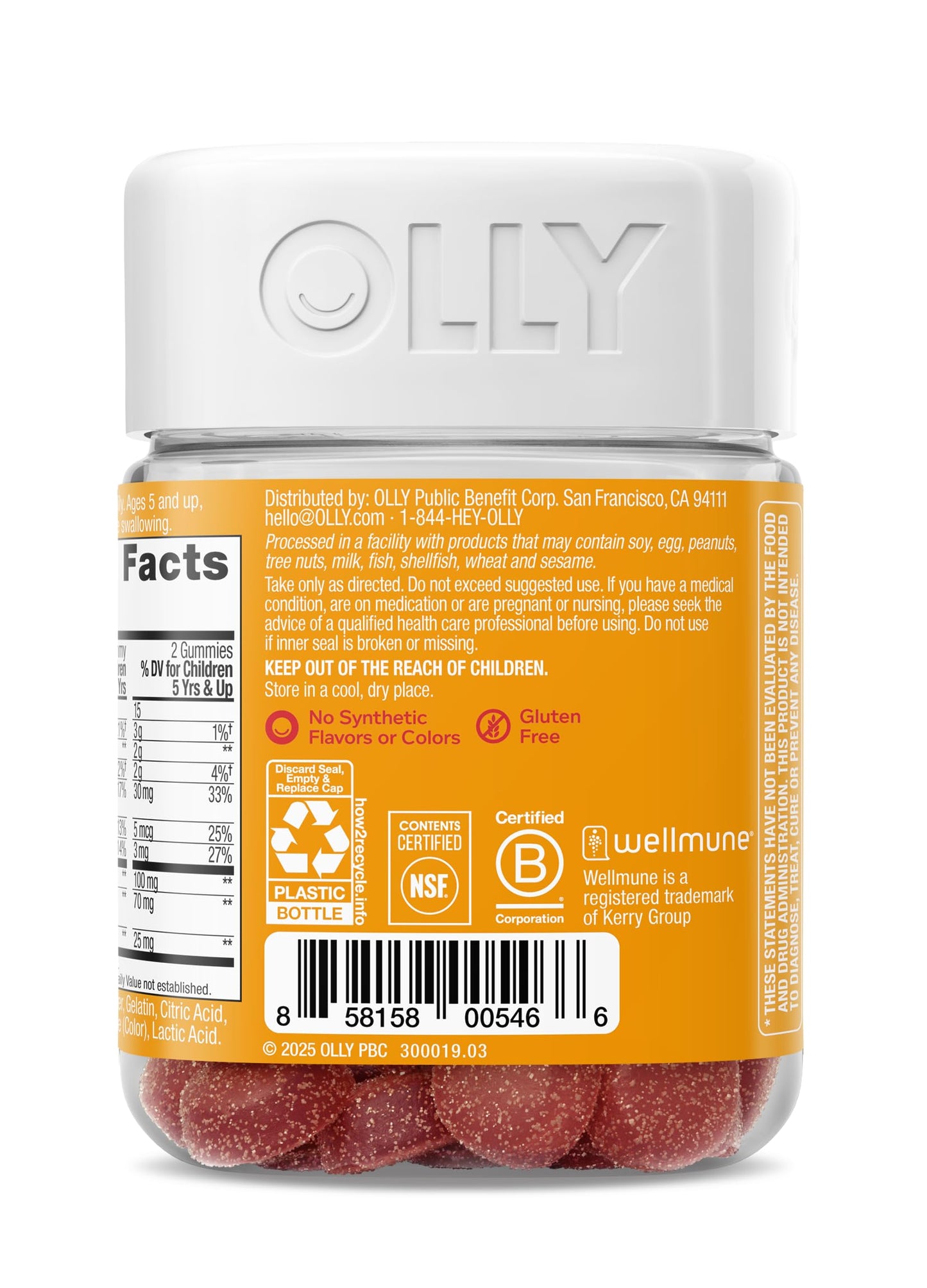 OLLY Kids Immunity Gummy – Immune Support with Wellmune, Vitamin C, Zinc (Cherry, 50 Count)
