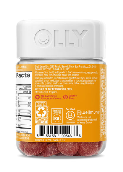 OLLY Kids Immunity Gummy – Immune Support with Wellmune, Vitamin C, Zinc (Cherry, 50 Count)