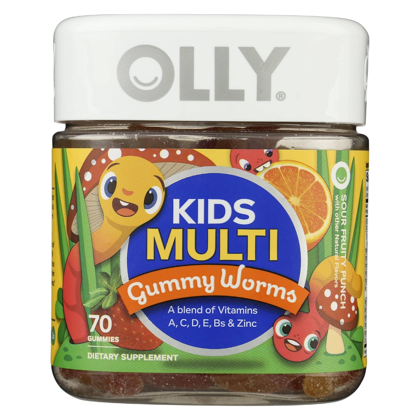 OLLY Kids Multivitamin Sour Fruit Punch Gummy Worms – 70 Count