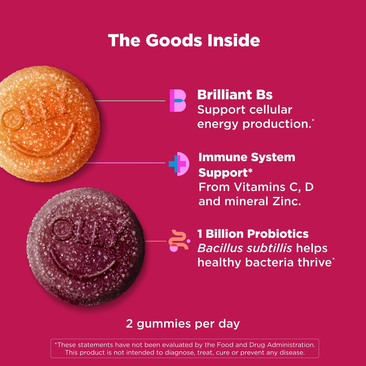 OLLY Multi + Probiotic Gummy – 1B CFUs, Immune & Digestive Support, Tropical Twist, 70 Count