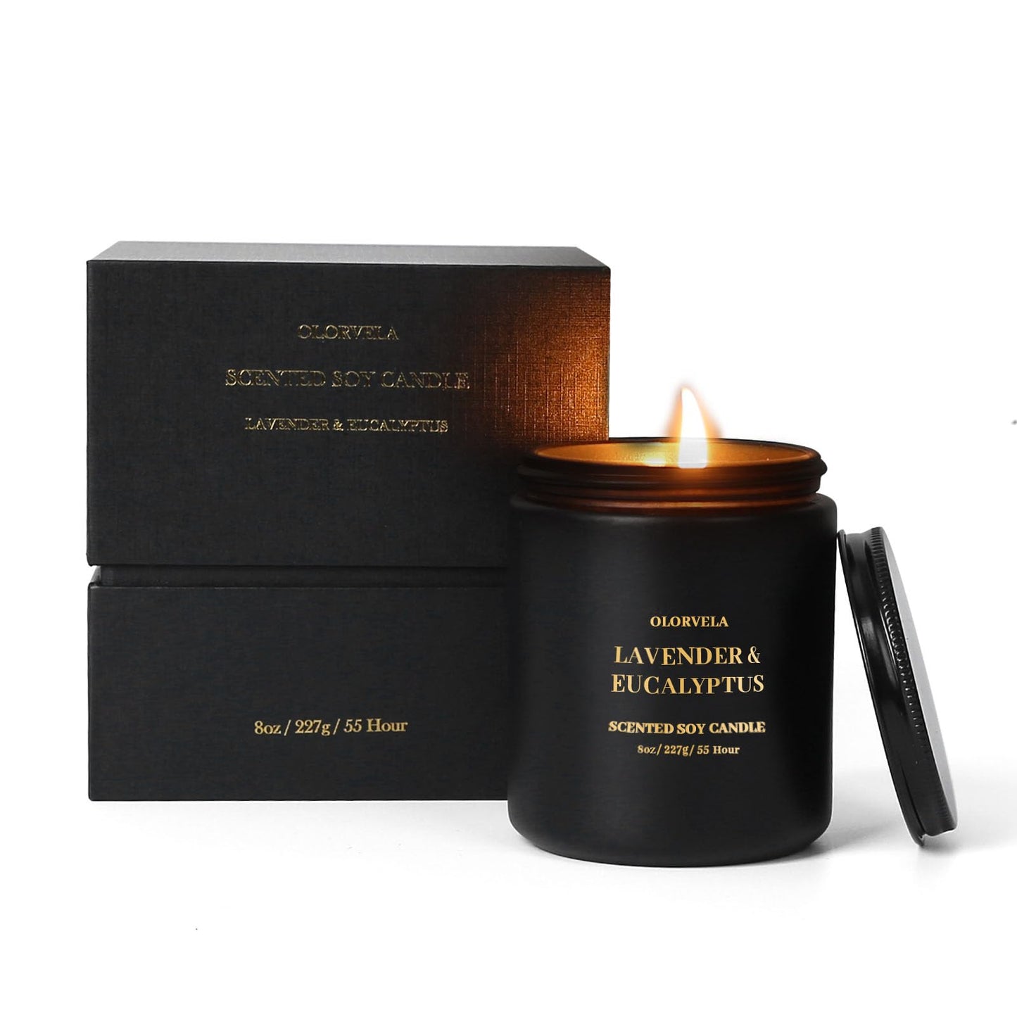 olorvela Scented Candles for Men — Lavender & Eucalyptus, 8oz, 50-Hour Burn Time