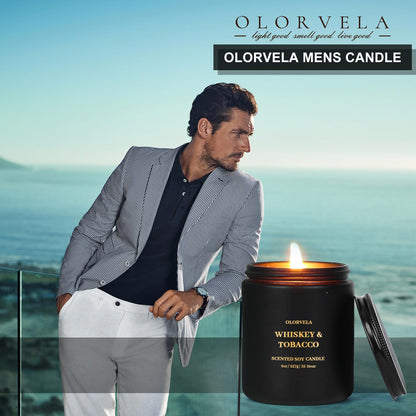 olorvela Scented Candles for Men — Lavender & Eucalyptus, 8oz, 50-Hour Burn Time