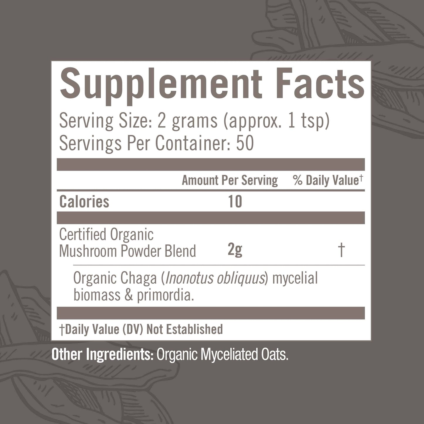 Om Mushroom Superfood Chaga Organic Mushroom Powder – 3.5 oz, 50 Servings, USA Grown | Antioxidants & Immune Support