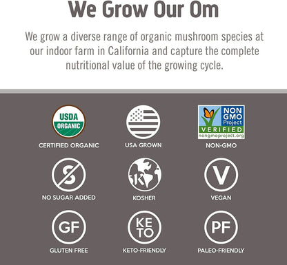 Om Mushroom Superfood Chaga Organic Mushroom Powder – 3.5 oz, 50 Servings, USA Grown | Antioxidants & Immune Support