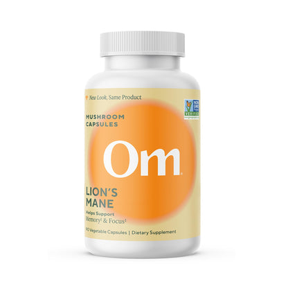 Om Lion’s Mane Mushroom Capsules – Organic Nootropic for Memory & Focus | 90 Count (30 Servings)