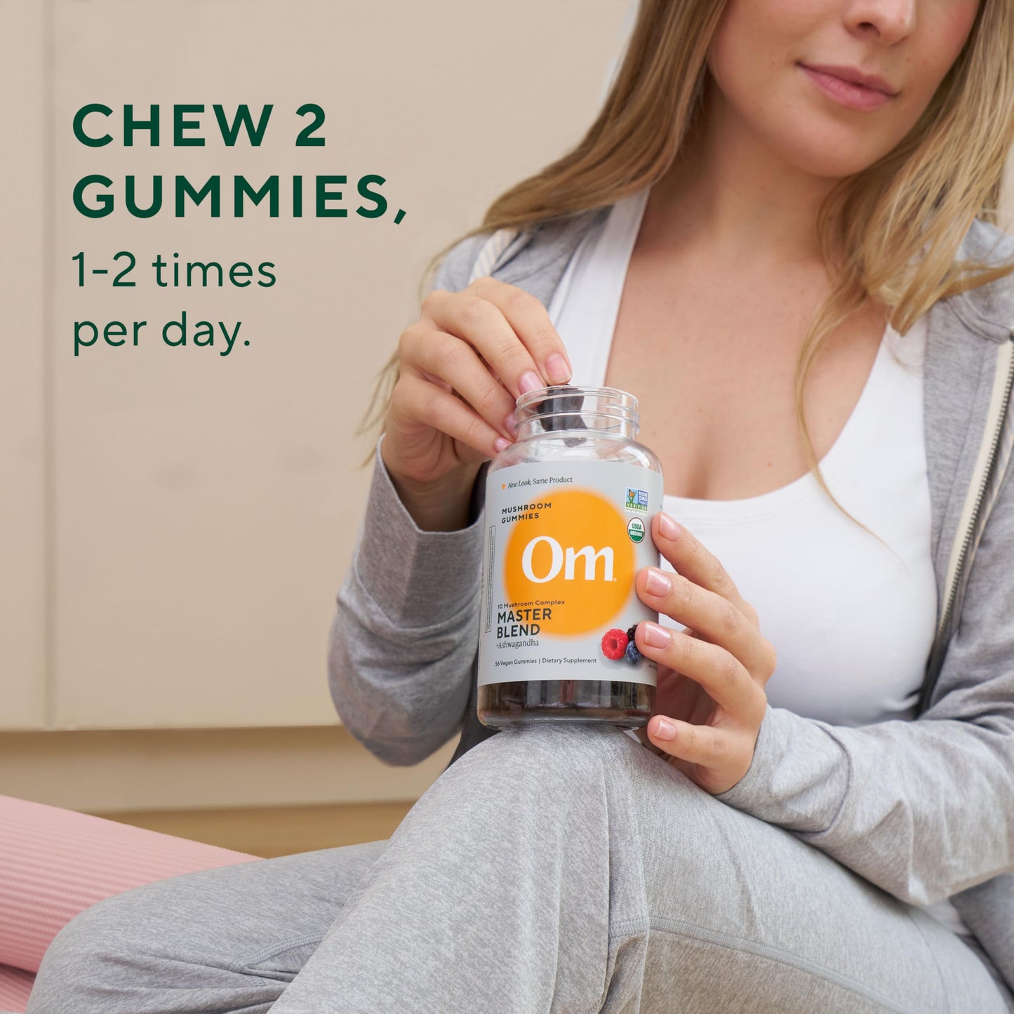 OM Master Blend Mushroom Gummies – Organic Mushrooms & Ashwagandha | 56 Count, Mixed Berry