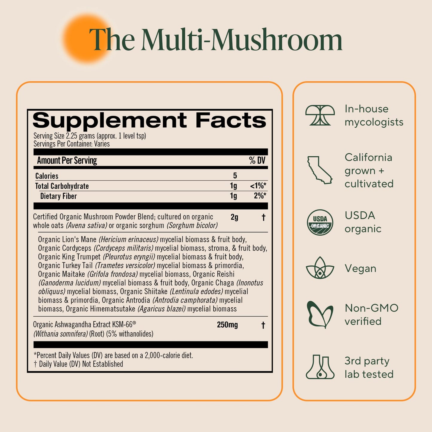 Om Master Blend Mushroom Powder – Organic 10 Mushrooms + Ashwagandha | Immunity, Gut Health & Stress Relief | 3.17 oz (40 Servings)