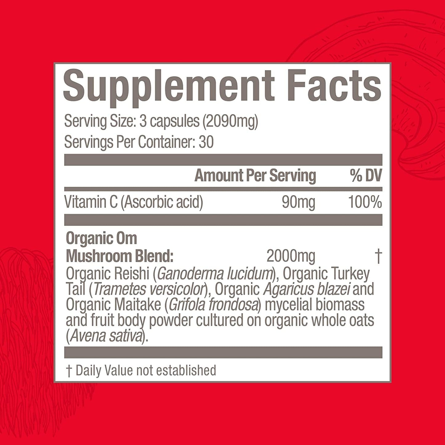 Om Mushroom Immune Defense – Vegan Capsule Supplement (90 Count)